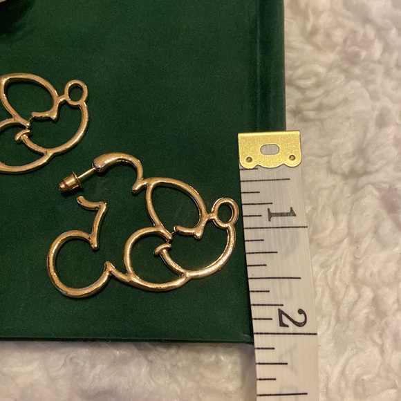 Mickey 🐭 ✨ Disney Earrings Stud Backs Dangle Hoops Gold Color - Picture 4 of 5
